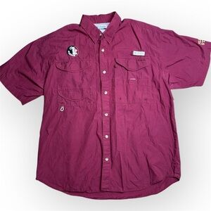 Columbia PFG Button Down Shirt Mens Medium Red Florida State University FSU